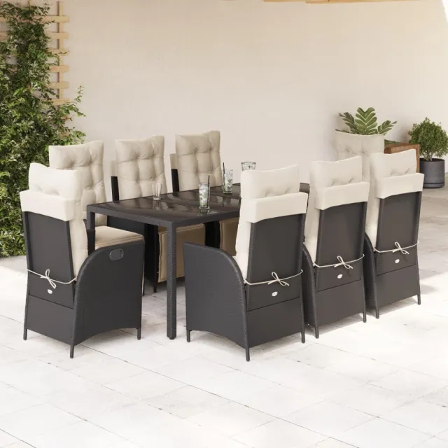 vidaXL 9-delige Tuinset poly rattan zwart, foto 2