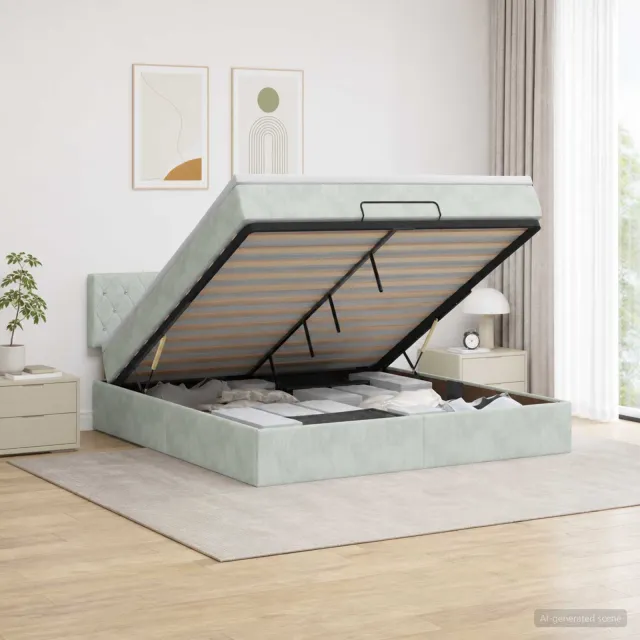vidaXL Ottoman bed met matras Lichtgrijs 140 x 200 cm Fluweel