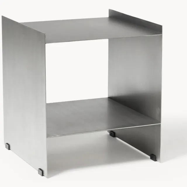 Westwing Collection Metalen nachtkastje Aiden Zilverkleurig