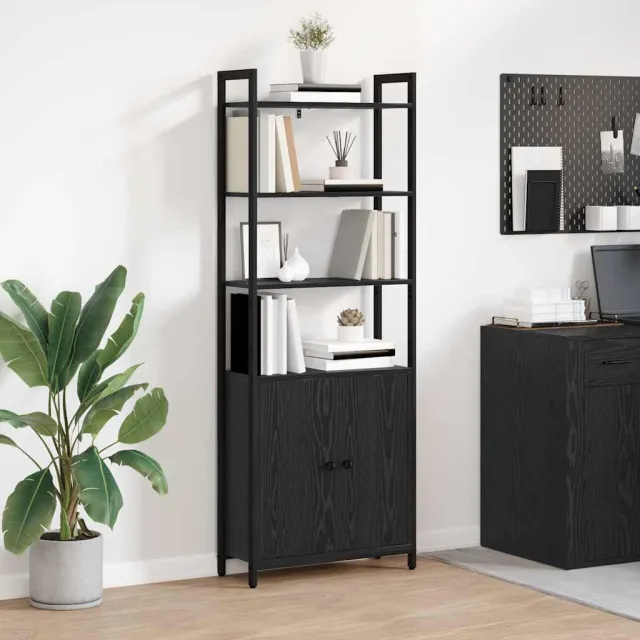 vidaXL Boekenkast 6-laags 60 x 24 x 161 cm Bewerkt hout Zwart Eiken, foto 2