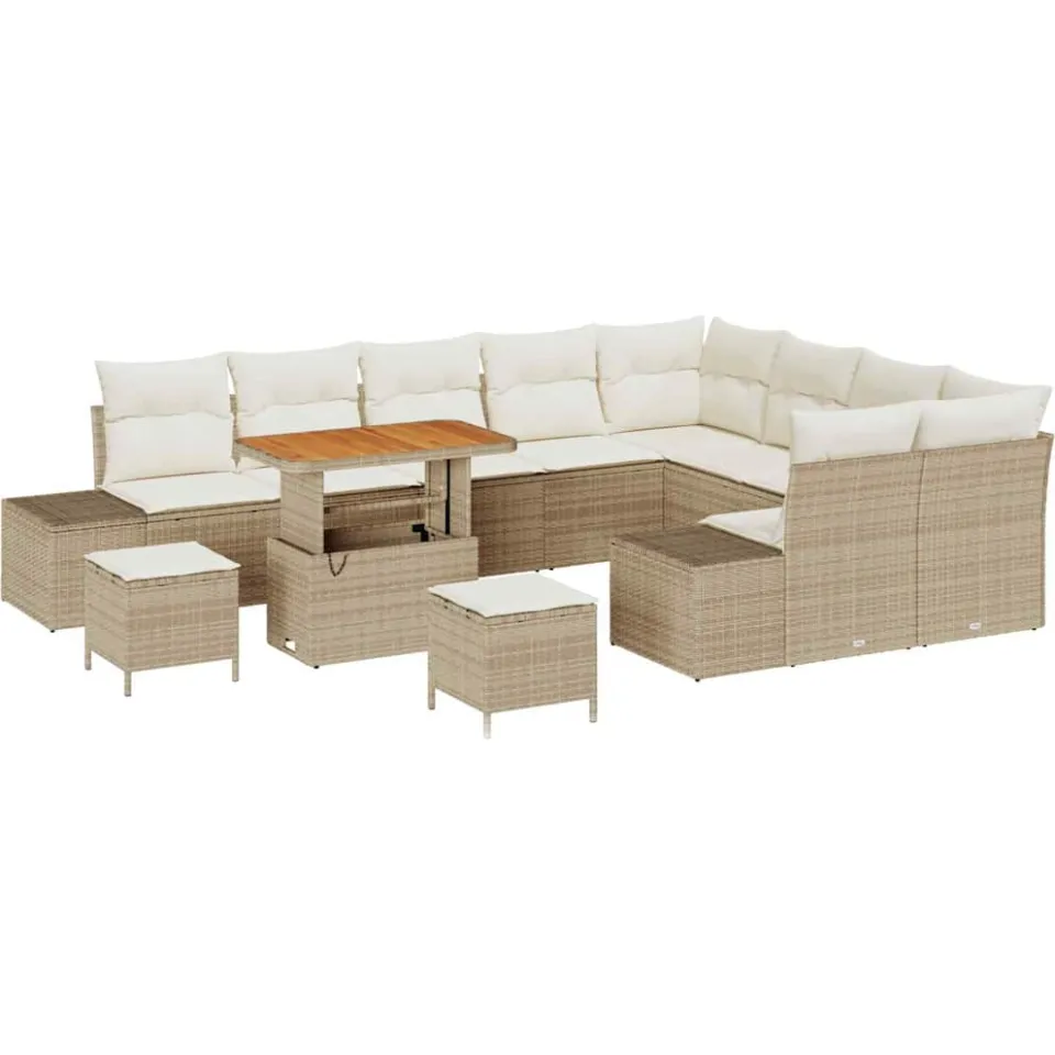 vidaXL Tuinbankenset 12 st Beige poly rattan