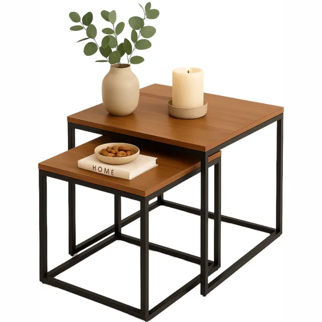 Cheqo Industriële Bijzettafels Set - Salontafel - Bijzettafeltje - Bijzettafel Set - Bijzet Tafel - Moderne Nesting Tafels - MDF & Metaal NTB