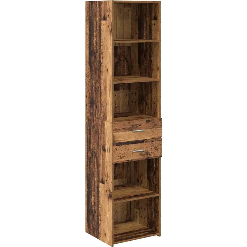 vidaXL Highboard Oud Hout 45 x 42,5 x 185 cm Bewerkt hout bruin, foto 3