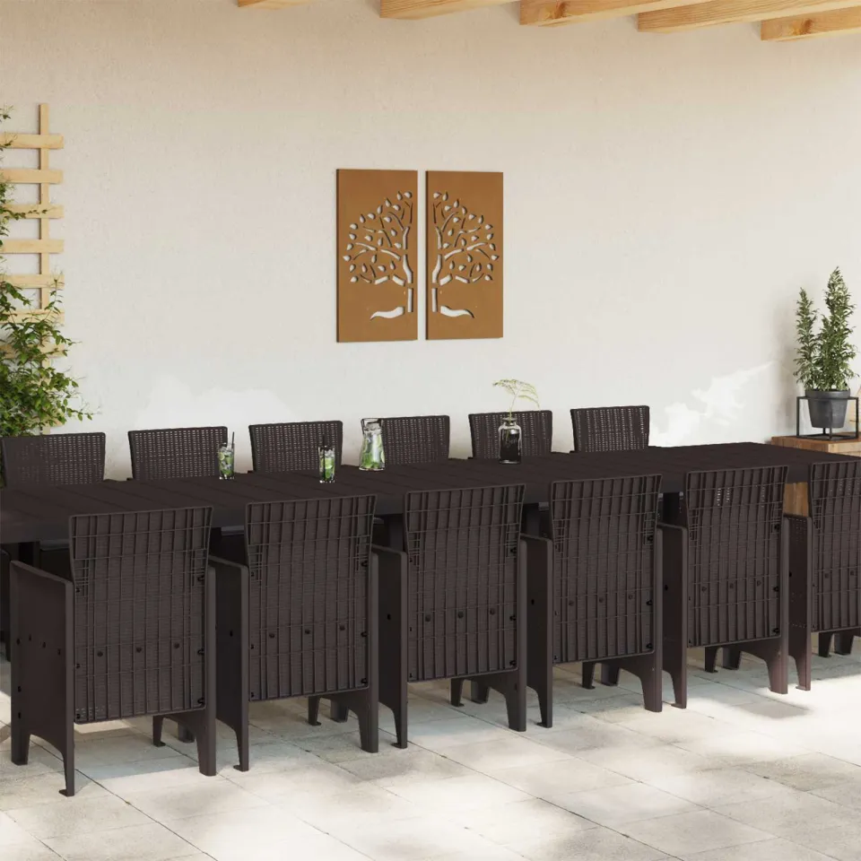 vidaXL Tuin Eettafelset met kussens 15 st Bruin PP, foto 3