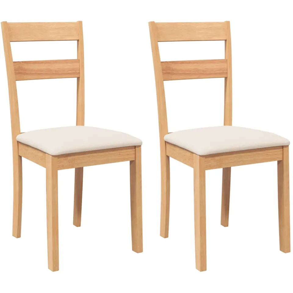 vidaXL Eetkamerstoelen met kussens 2 st massief hout naturel rubber Bruin