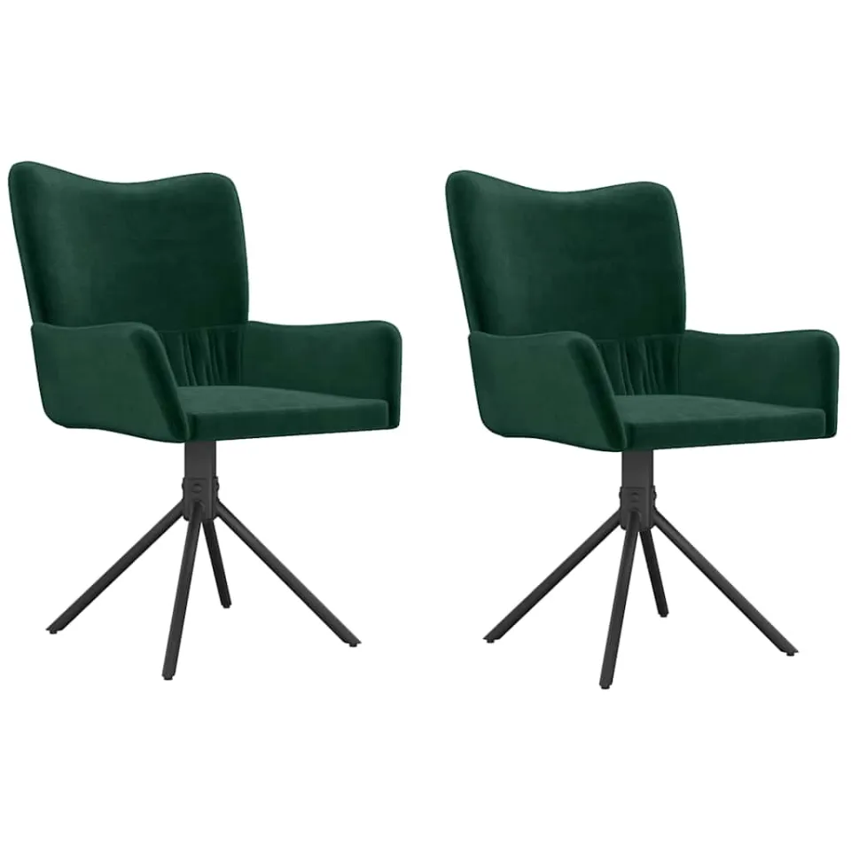 vidaXL Eetkamerstoelen draaibaar 2 st fluweel donkergroen