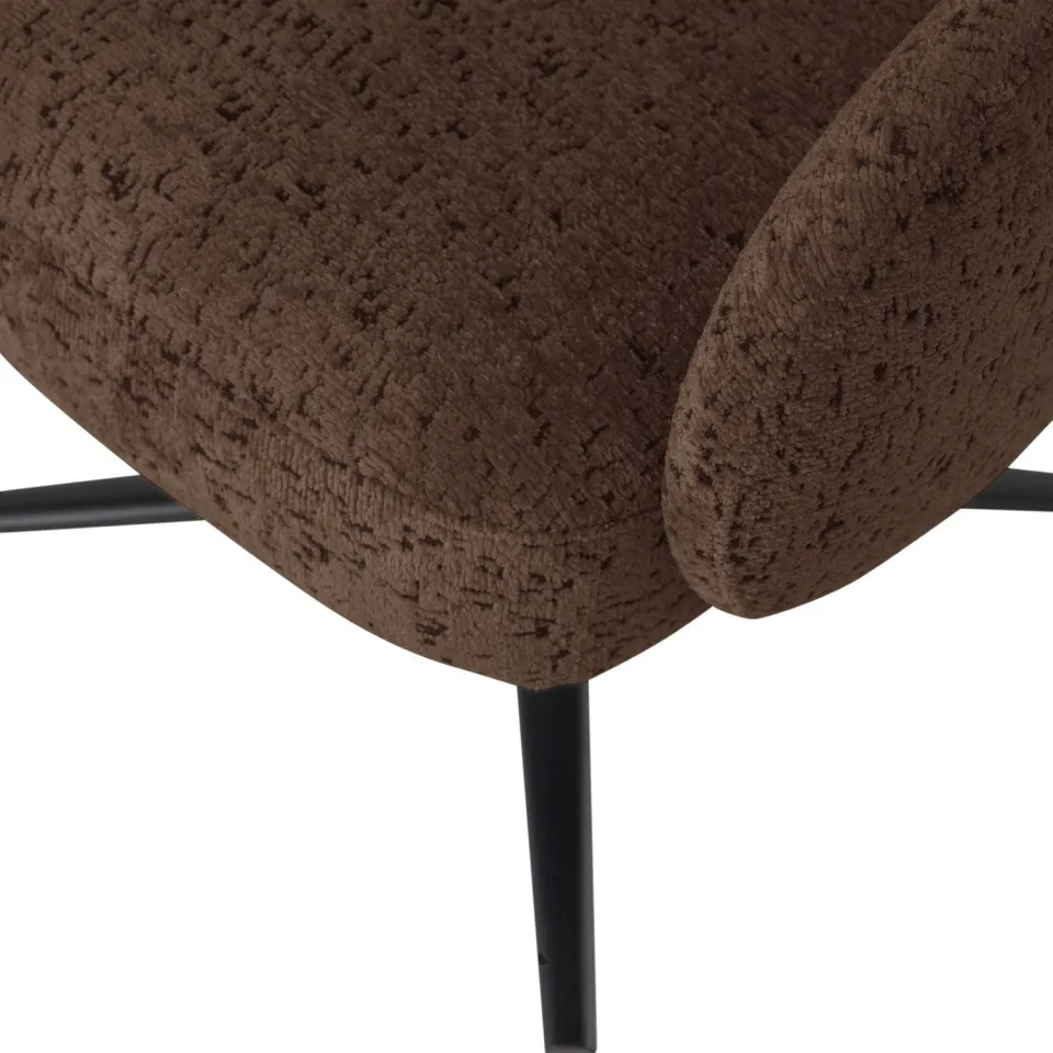 WOOOD Pico Draaifauteuil - Wollig Structuur - Bruin - 74x71x69, foto 6