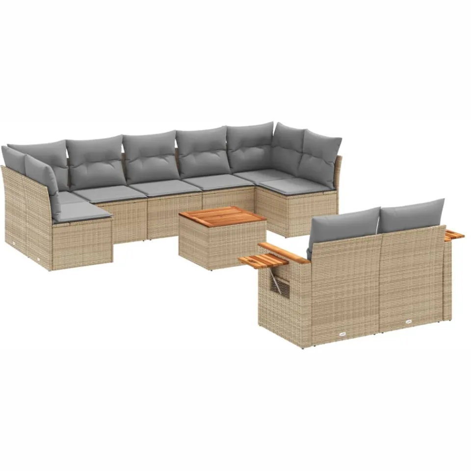 vidaXL Patio Sofa Set 9-zits Beige and Grey, foto 3