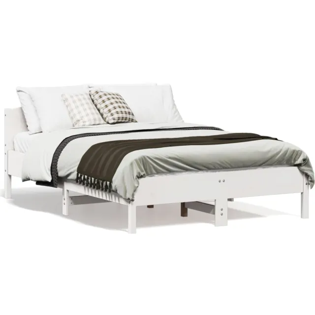 vidaXL Bedframe zonder matras massief grenenhout wit 120x190 cm