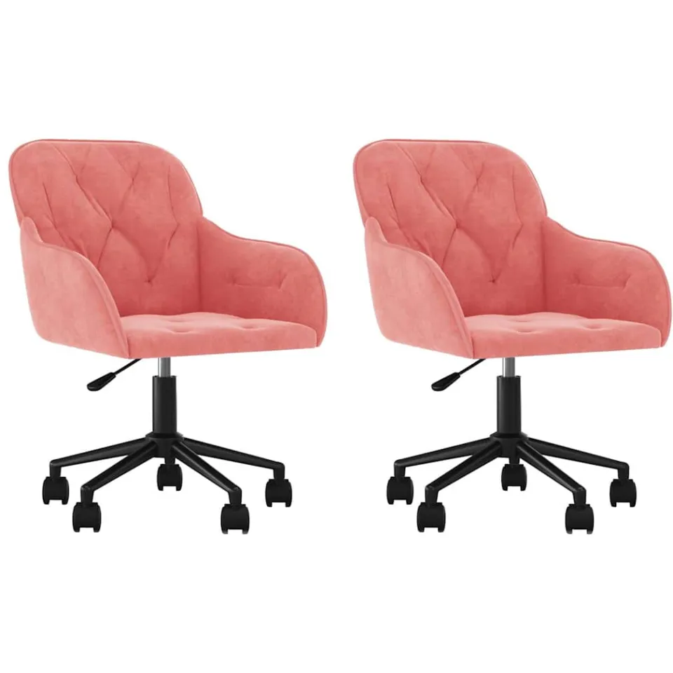 vidaXL Eetkamerstoelen draaibaar 2 st fluweel roze, foto 3