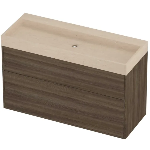 Proline Evoli Badmeubelset Hardsteen Loft Centraal 120x46x75 cm Sand Stone Vital Oak Eiken