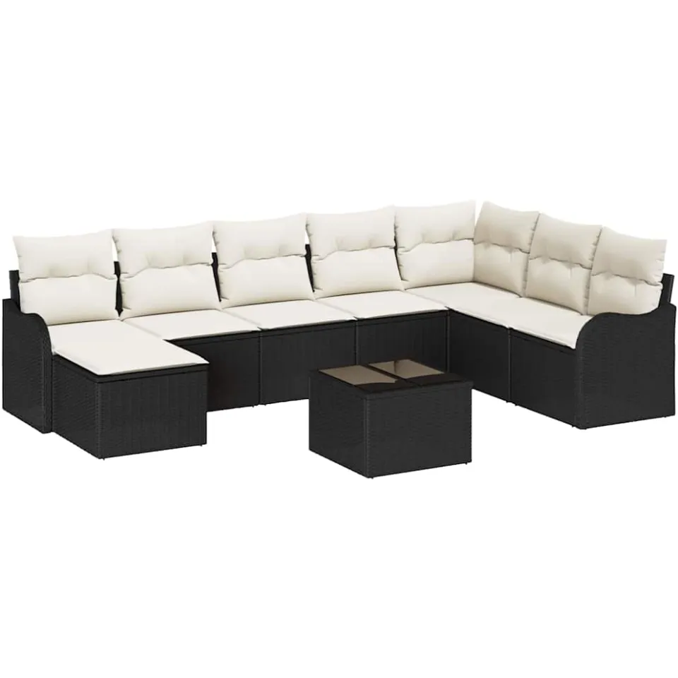 vidaXL Tuin Sofa Set 9 st Zwart poly rattan