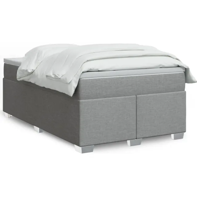 vidaXL Boxspring met matras stof lichtgrijs 120x200 cm grijs