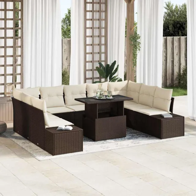 vidaXL Tuin Sofa Set 10 st Bruin poly rattan