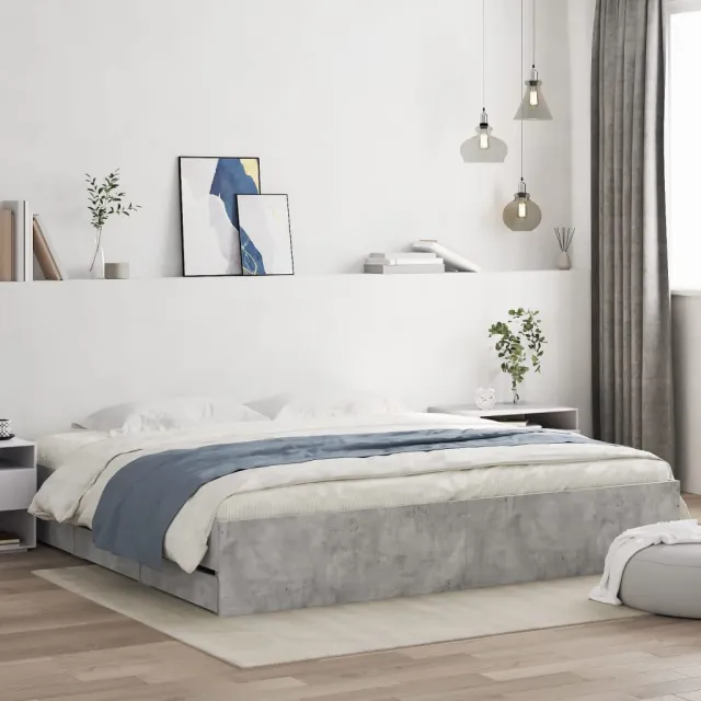vidaXL Bedframe met lades bewerkt hout betongrijs 160x200 cm