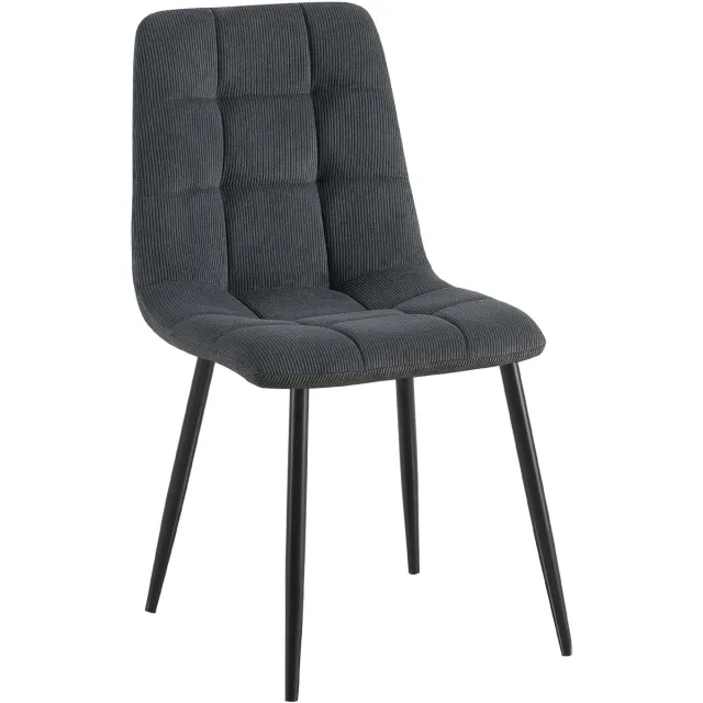 CLP Antibes Eetkamerstoel - klassiek - Metalen Frame - Belastbaar tot 150 kg - Corduroy - Ribstof/zwart