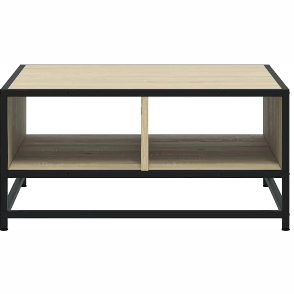 vidaXL Salontafel 60,5x60,5x30 cm bewerkt hout en metaal sonoma eiken Bruin