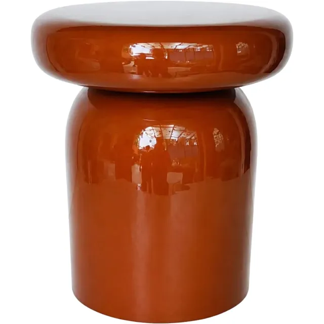 Goossens Bijzettafel Denia - 40 x 46 x 40 - metaal - bruin emaille walnoot kleur