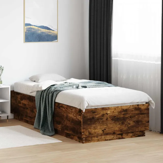 vidaXL Bedframe Gerookt eiken 80 x 200 cm Bewerkt hout Bruin