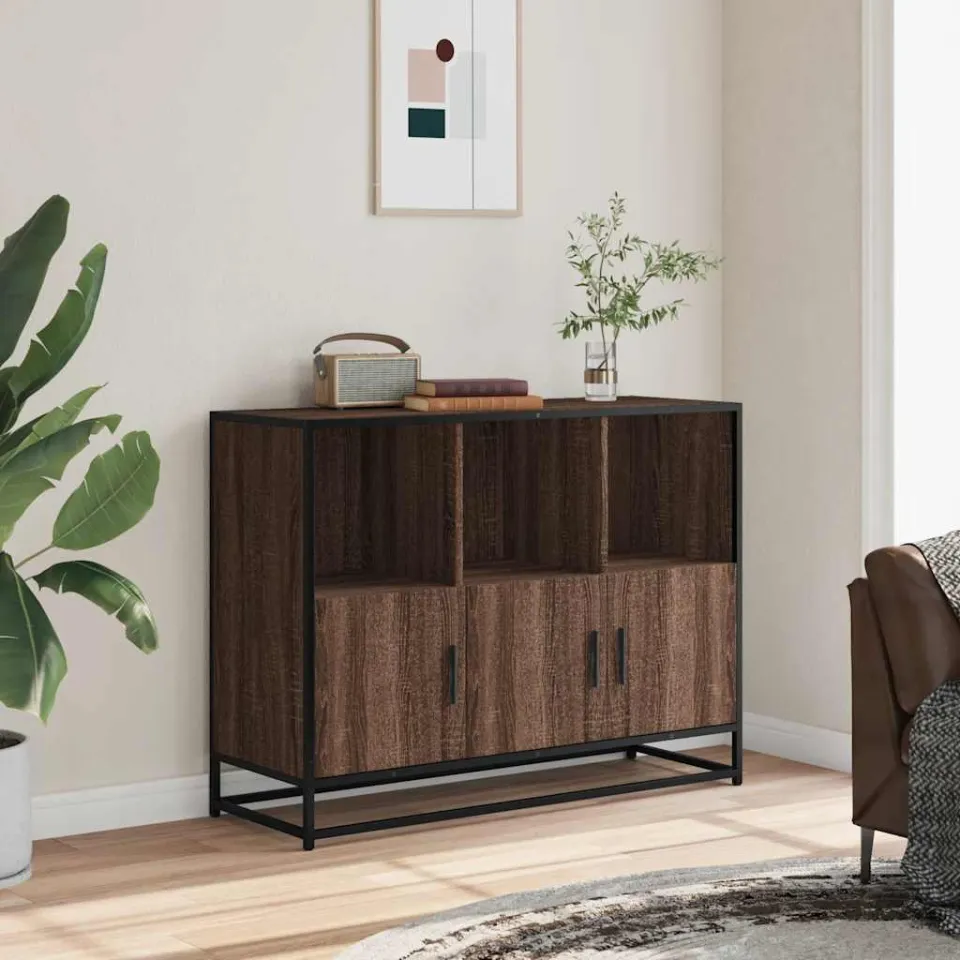 vidaXL Dressoir 100x35x76 cm bewerkt hout bruin eikenkleur, foto 2