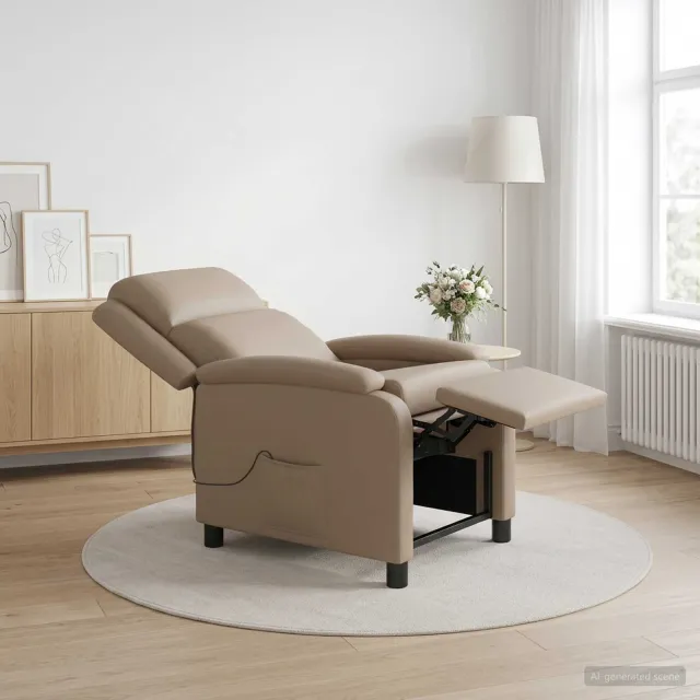 vidaXL Massage Recliner Cappuccino Kunstleer bruin