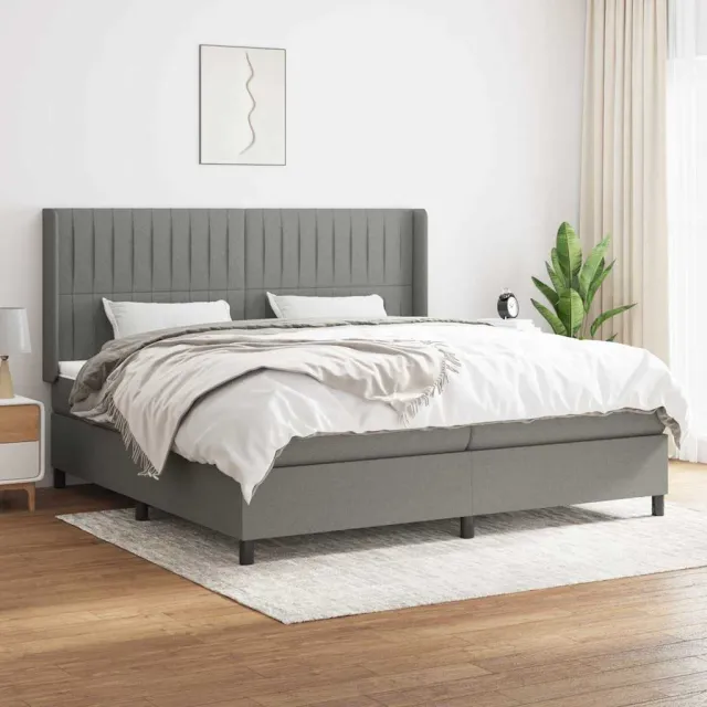 vidaXL Boxspring met matras stof donkergrijs 200x200 cm grijs