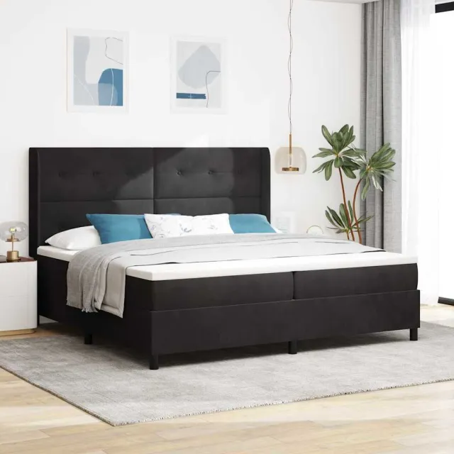 vidaXL Boxspringbed met hoofdeinde Zwart 200 x 200 cm Fluweel