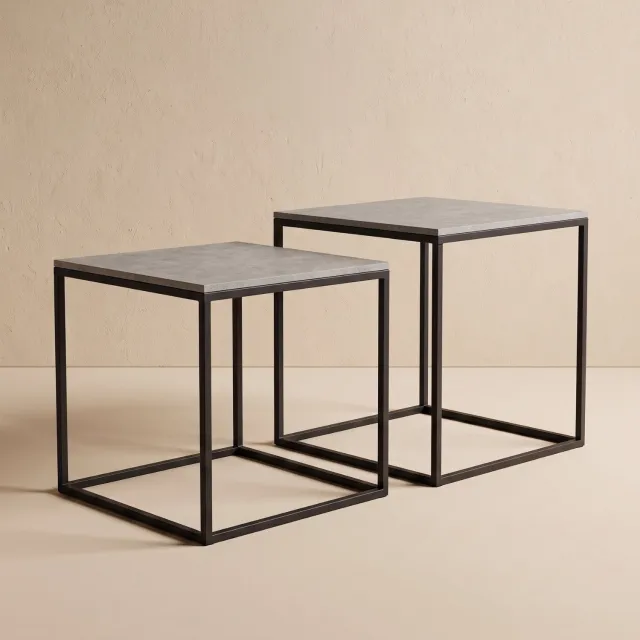SCENA LIVING Set van 2 vierkante salontafels van verschillende afmetingen, 50 x 50 x 50,5 cm zwart