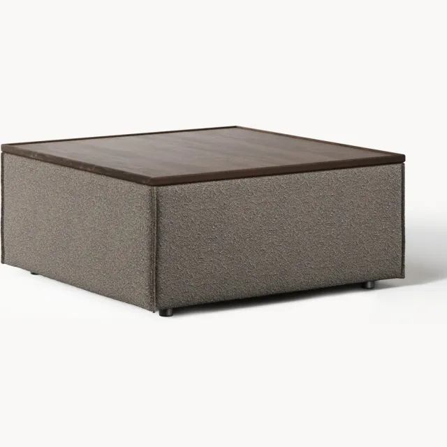 Westwing Collection Bouclé poef Lennon met opbergruimte Taupe