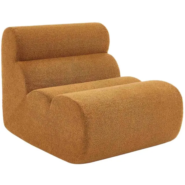 sweeek Stoffen fauteuil getextureerde bouclé 1 zitplaats - nova Mosterdgeel