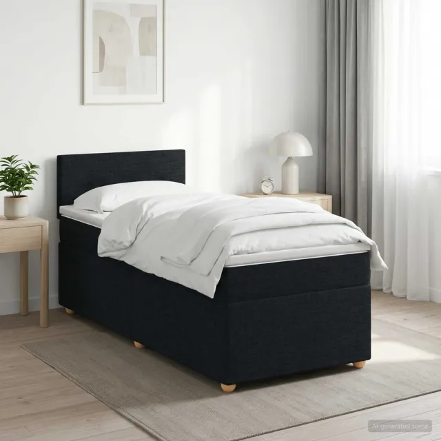 vidaXL Boxspringbed met matras met hoofdeinde Zwart 90 x 190 cm Stof