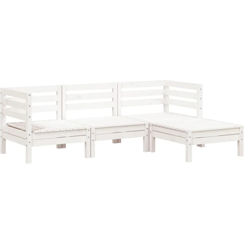 vidaXL Garden Lounge Set 3-zits Wit grenenhout Solid pine wood
