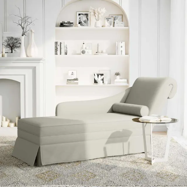 vidaXL Chaise longue met bolster&rechterarmleuning fluweel lichtgrijs grijs, foto 2