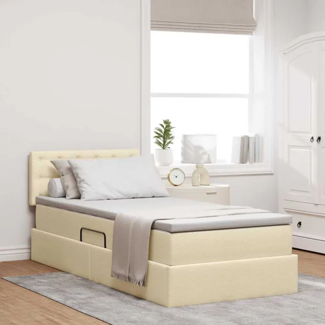 vidaXL LED Opslagbed met Matras Crème 90 x 190 cm Stof