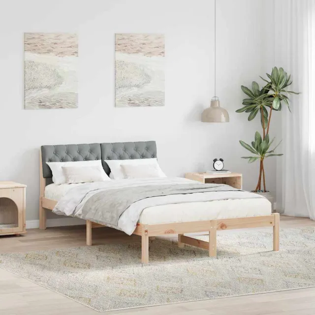 vidaXL Bedframe Bruin en lichtgrijs 120 x 200 cm Massief grenenhout