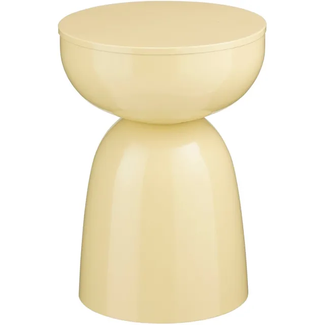 Mica Decorations Elliot Bijzettafel - Bijzettafel Rond H45 x Ø32 cm - Bijzettafeltje voor Woonkamer of Slaapkamer - Ideaal als Plantentafeltje - IJzer met Poedercoating - Beige