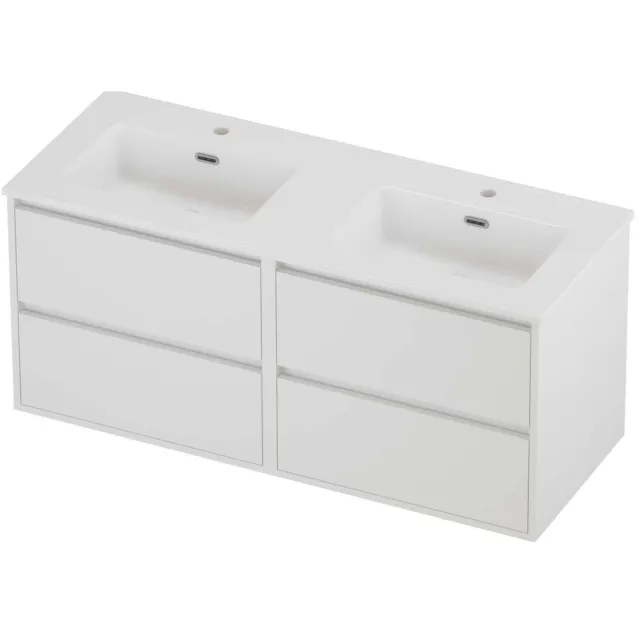 Proline Tribute Badmeubelset Porselein Elegant 4 Laden 120x46x54 cm Glans Wit Mat White Mat Wit