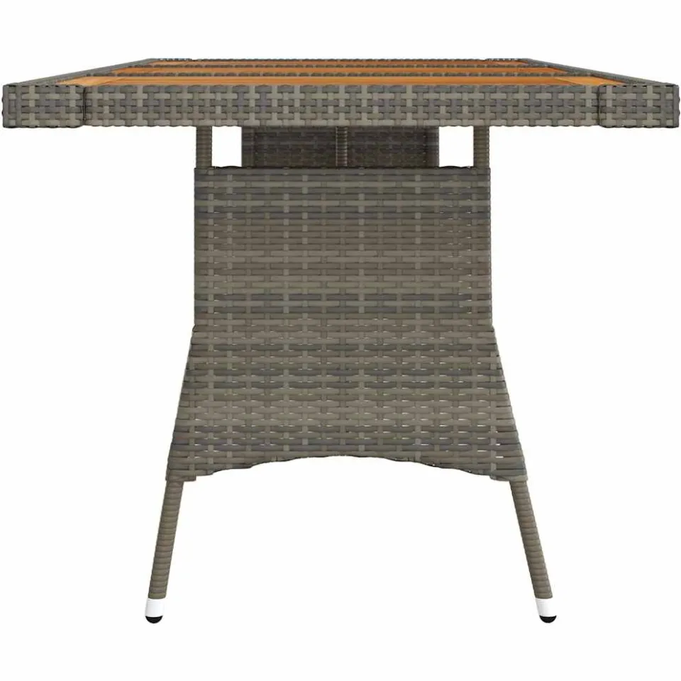 vidaXL Tuintafel 160x70x72 cm poly rattan en massief acaciahout grijs, foto 3