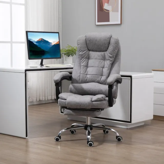 MODENUIT Bureaustoel 65 x 70 x 119 cm - Massage- En Warmtefunctie Met Voetsteun - Voor Thuiskantoor - Microvezel Grijs
