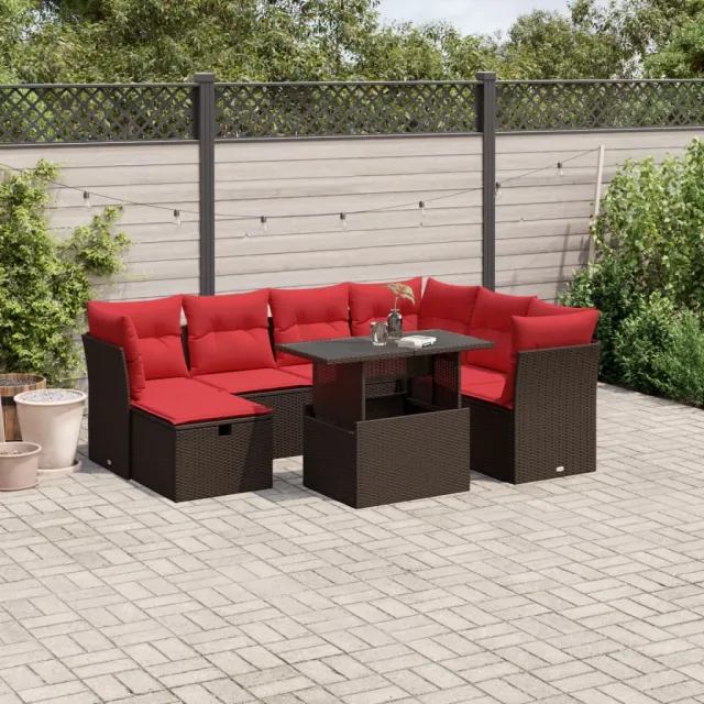 vidaXL 8-delige tuinbankset met kussens, bruin polyrotan, foto 2