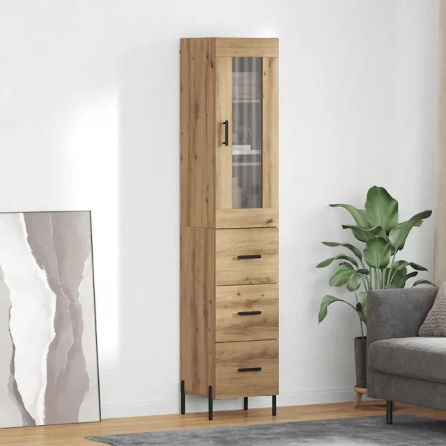 vidaXL Highboard Artisan Eiken 34,5 x 34 x 180 cm Bewerkt hout, foto 2