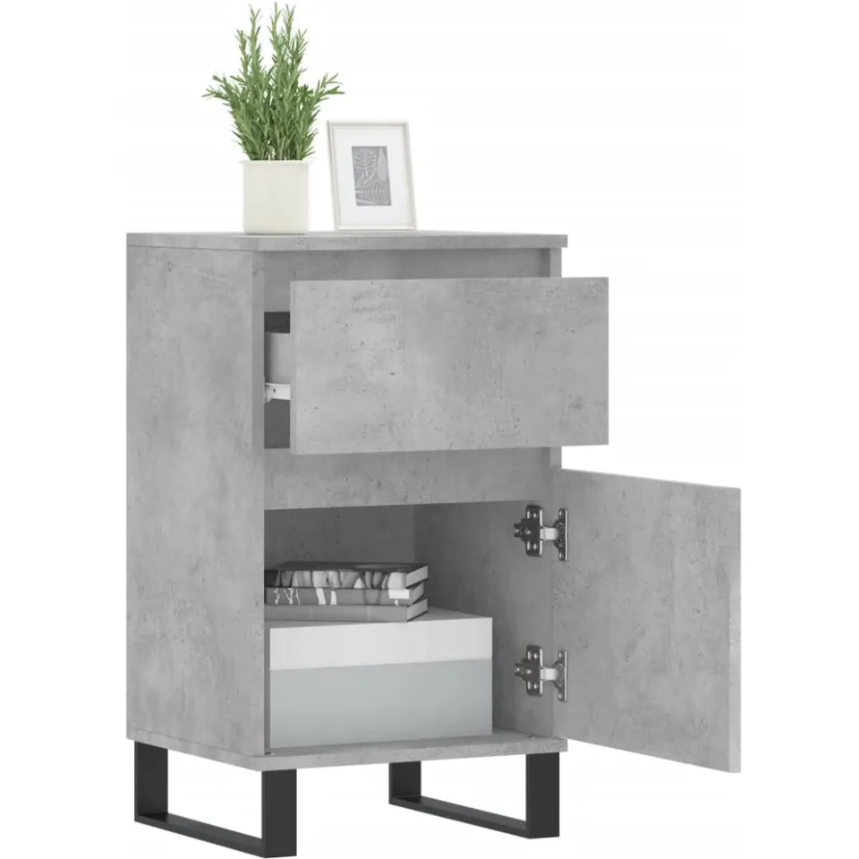 vidaXL Dressoir 40x35x70 cm bewerkt hout betongrijs grijs, foto 4