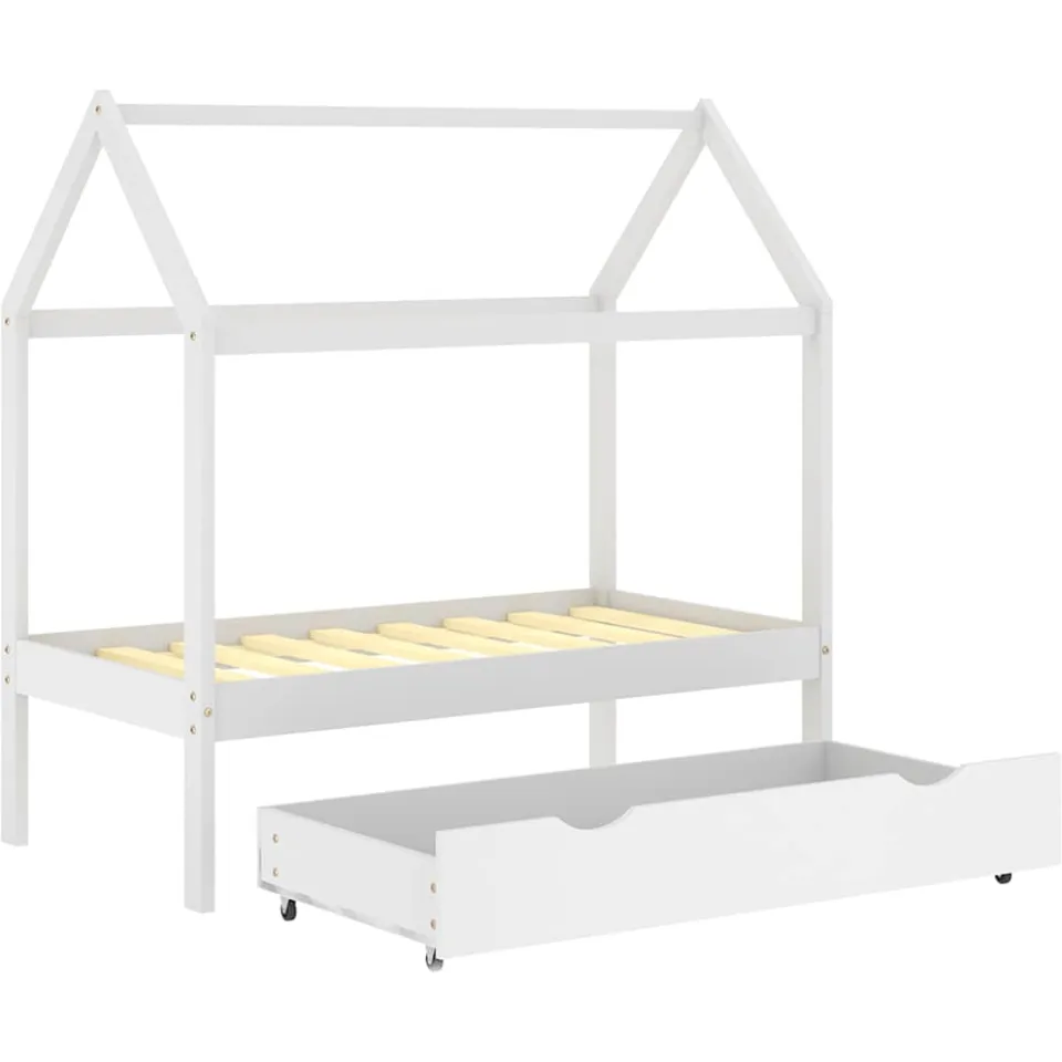 vidaXL Kinderbedframe met lade massief grenenhout 70x140 cm wit, foto 4