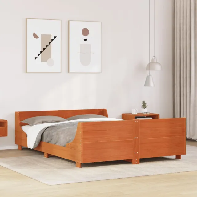 vidaXL Bedframe zonder matras massief grenenhout wasbruin 150x200 cm bruin