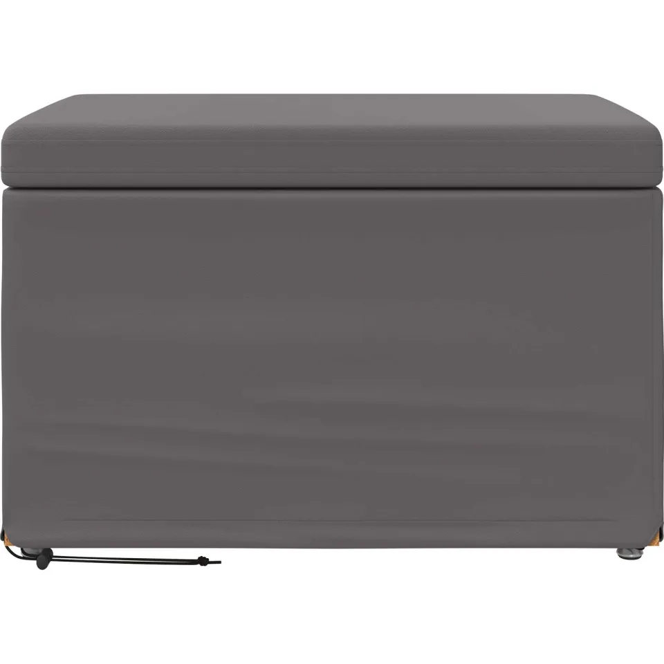 vidaXL Kruk Grijs 61 x 41 x 40 cm Nepleer en Gefabriceerd Hout, foto 4