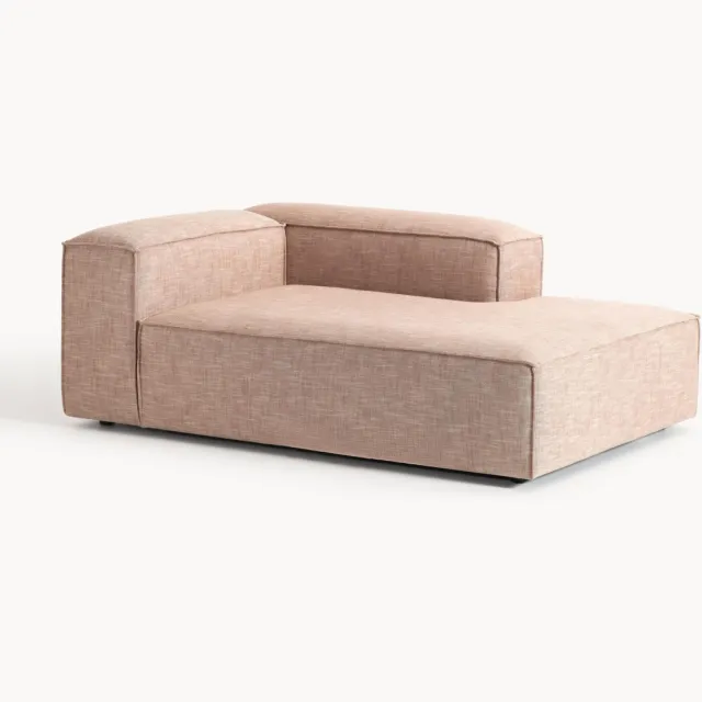 Westwing Collection Hoek chaise longue module Lennon van linnenmix Wijnrood