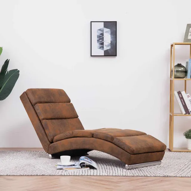 vidaXL Chaise longue kunstsuède bruin, foto 2