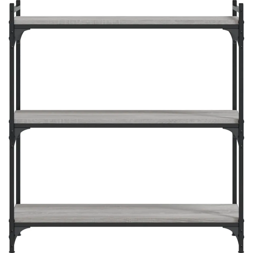 vidaXL Boekenkast 3-laags 80x30x86 cm bewerkt hout grijs sonoma