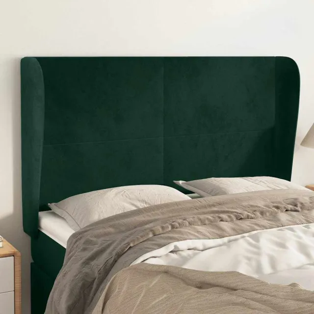 vidaXL Hoofdbord met randen 147x23x118/128 cm fluweel donkergroen groen