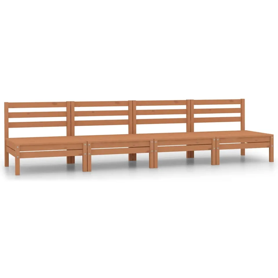 vidaXL 4-delige Loungeset massief grenenhout honingbruin bruin, foto 3